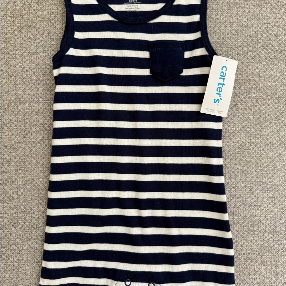 Carter's Navy and White Striped Kids Tank Top